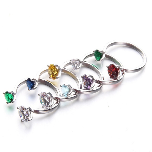 .925 Sterling Silver Set of 5 Multicolor rings! - Picture 1 of 4