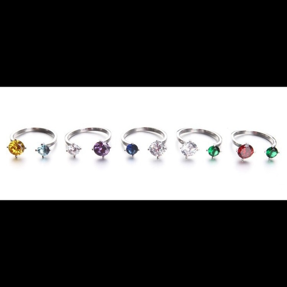 .925 Sterling Silver Set of 5 Multicolor rings! - Picture 2 of 4