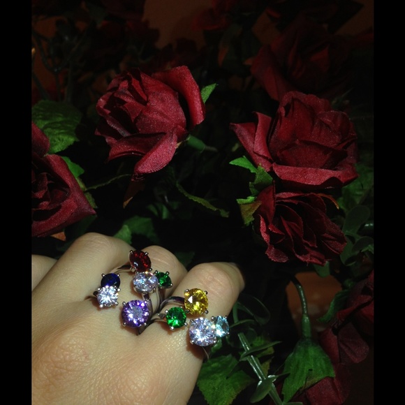 .925 Sterling Silver Set of 5 Multicolor rings! - Picture 4 of 4