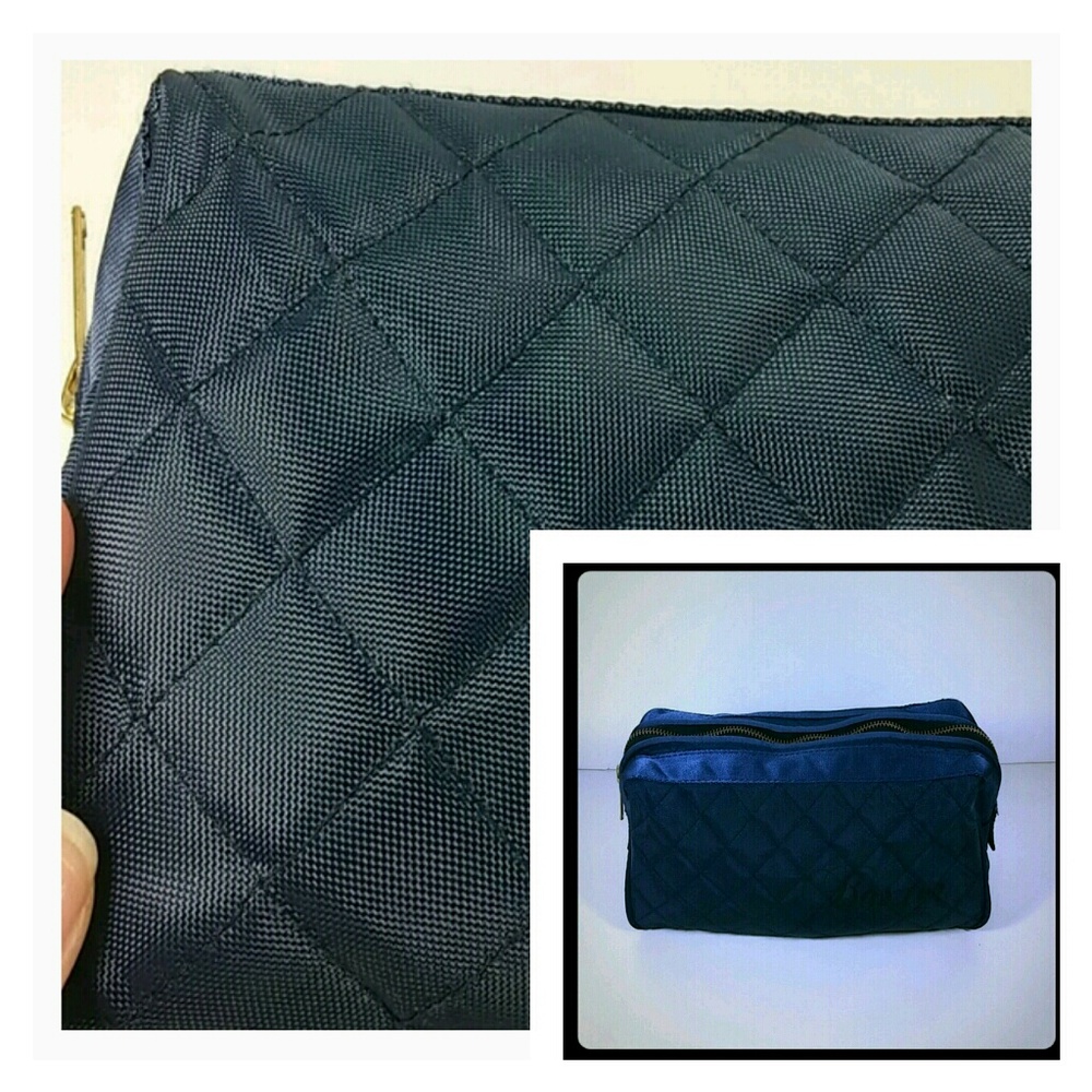 Quilted blue navy makeup bag