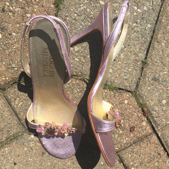 Light purple beaded slingback stilettos heels - Picture 2 of 4