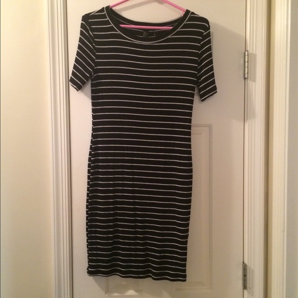 black with white stripes dress from forever 21