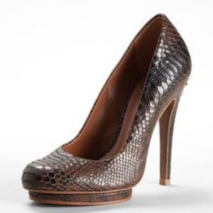 Tory Burch Jude Brown Snakeskin Pumps