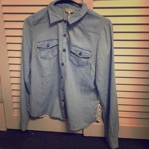 PacSun vintage jean shirt with lace back