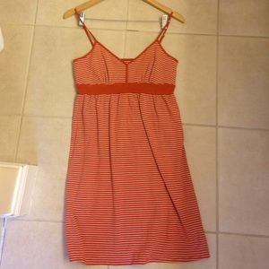 Orange and White Striped Spaghetti Strap Dress