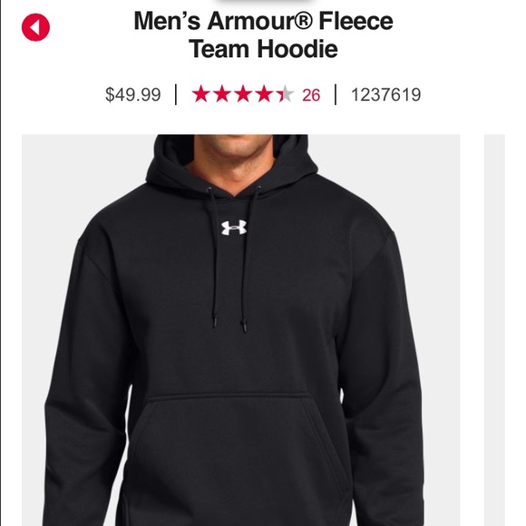 Underarmour male fleece team hoodie