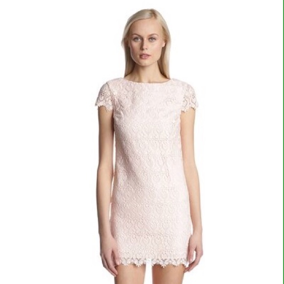 Cynthia steffe white lace dress + pink lining