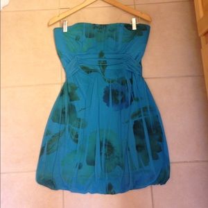 Blue and Green Strapless Dress