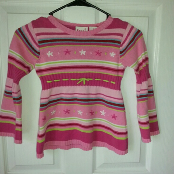 Girls size 6 pink striped sweater