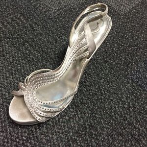 silver sparkly heels