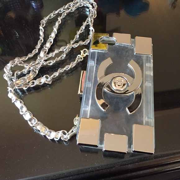 CHANEL PERFUME IPHONE 5S CASE WITH SILVER CHAIN