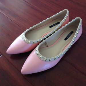 Stud Queen Faux Leather Flats