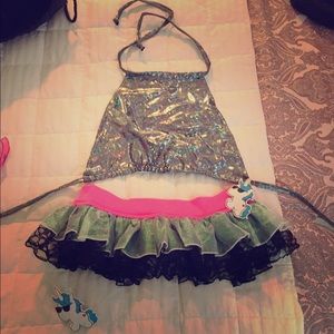 Iheartraves Discocheekz skirt and halter top