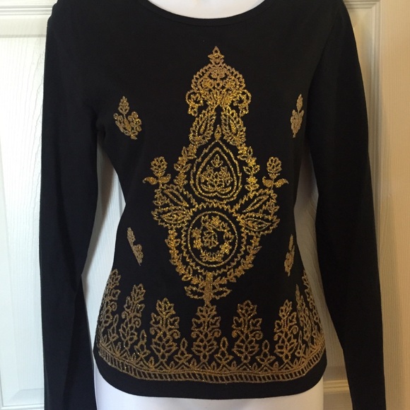 Beautiful BLACK-GOLD EMBELLISHED  TOP