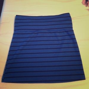 Blue and black striped skirt
