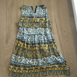 Mustard. Print Dress