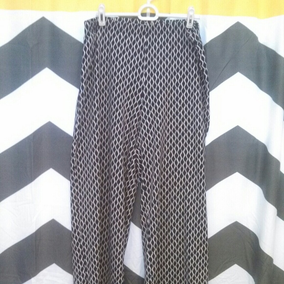 Navy and white palazzo pants