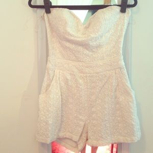 Eyelet strapless romper