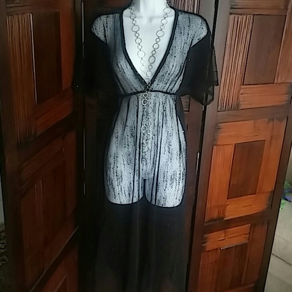 Maxi beach cover up with plunging necline