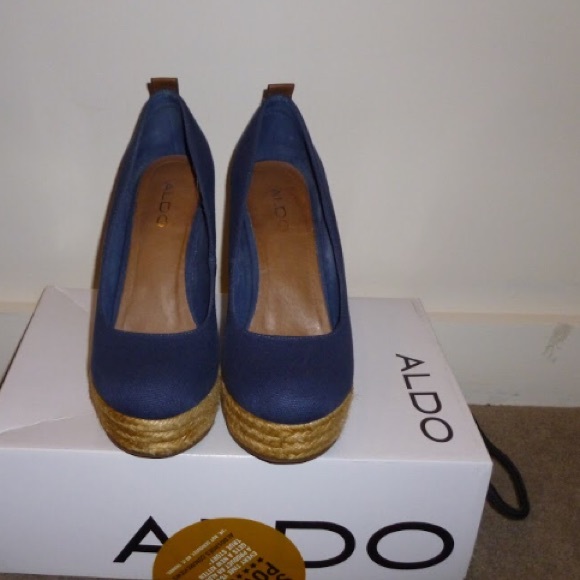 Aldo Drewell Navy Canvas Wedges