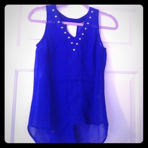 Blue top with gold embellishment