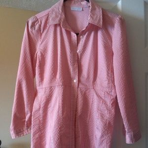 NY&C stretch pink&white striped button-down