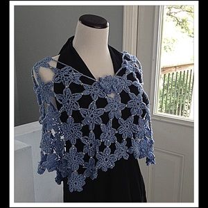 Unique handmade crochet shawl swavoski beads