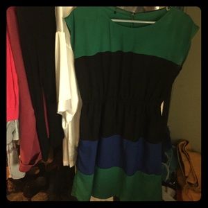 Green blue and black dress