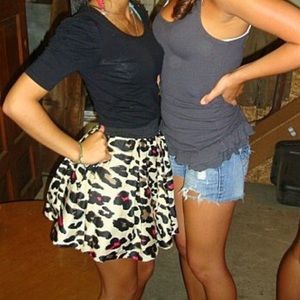 Forever 21. Black & Pink Leopard Printed Skirt