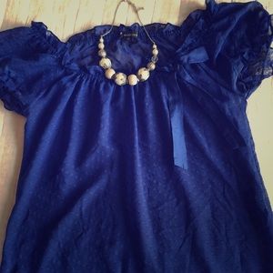 Royal blue sheer top