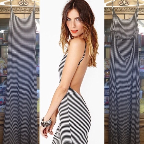 Black and white striped maxi dress