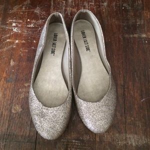 Gold sparkly flats size 7