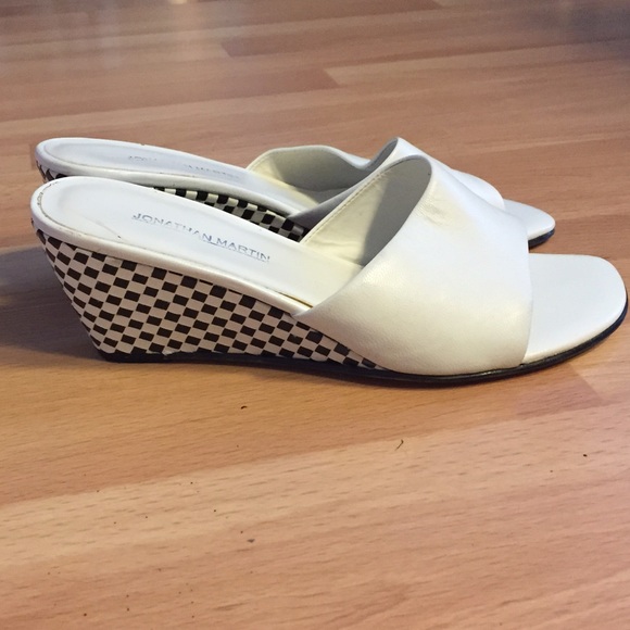 White Leather Wedge Shoes