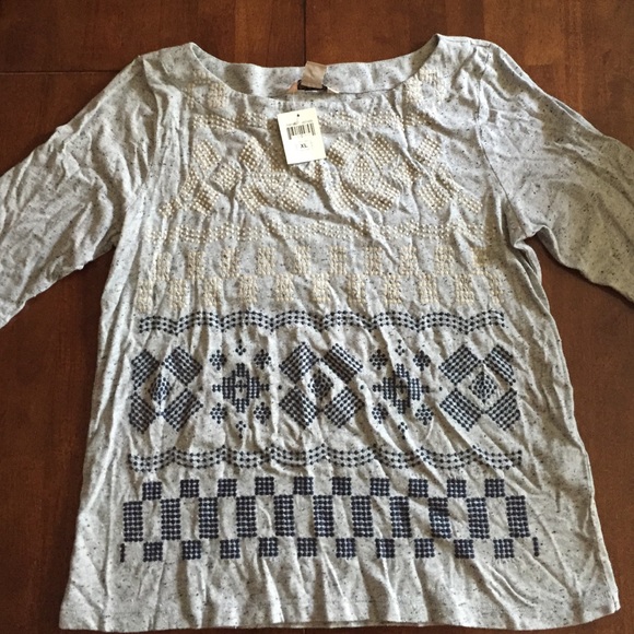 3/4 sleeve light blue lucky brand T
