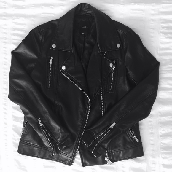 Faux leather moto jacket