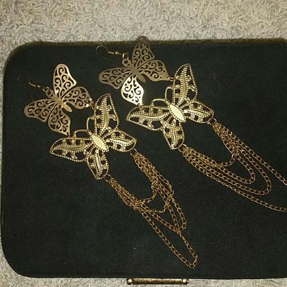 Gold butterfly earrings