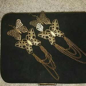 Gold butterfly earrings
