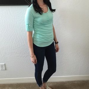 Teal quarter sleeve t shirt