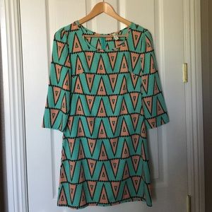 Mint geometric shift dress