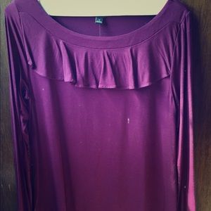 NWT Ann Taylor long sleeve plum top with ruffle
