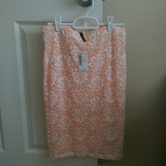 Lace Peach Midi Skirt