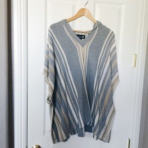 Forever 21 Grey Striped Hooded Poncho