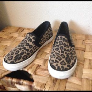 Animal print slip on shoes