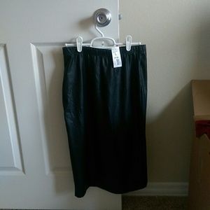 Faux Leather Midi Skirt