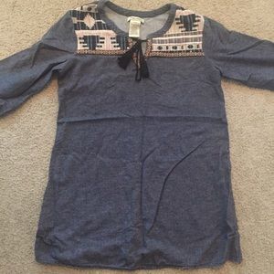 Denim style tribal pattern dress