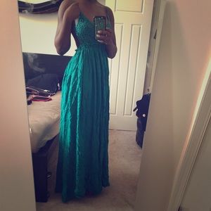 Crocheted crinkly maxi dress