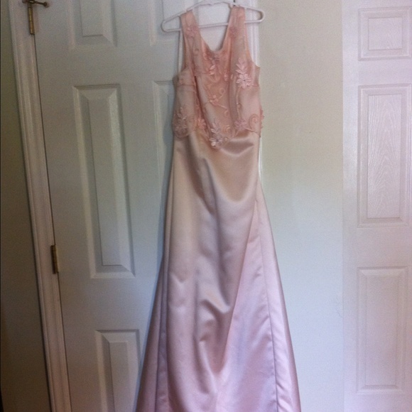 Light pink gown with flower-patterned bodice