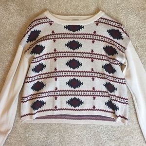 Cropped tribal print sweater
