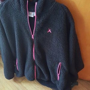 Very warm and fuzzy black fleece hoodie.