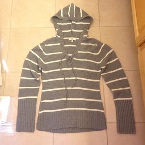 Grey and White Striped Sweater